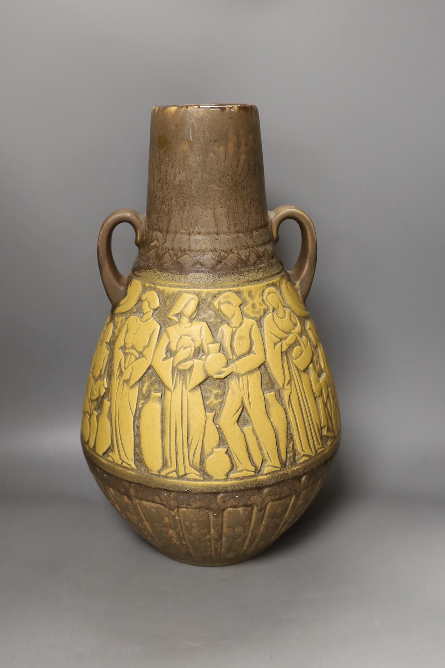 A large West German pottery vase - 46cm tall